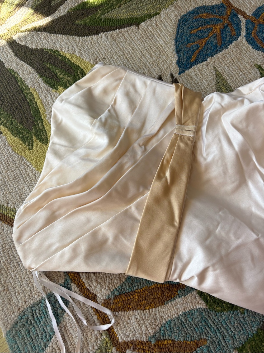 Strapless White Wedding Gown with Belt - Picture 8 of 11